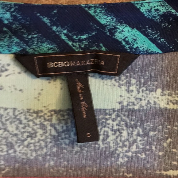 BCBG Maxazria size S wrap dress navy blue & Turquoise beautiful great condition - Picture 6 of 8